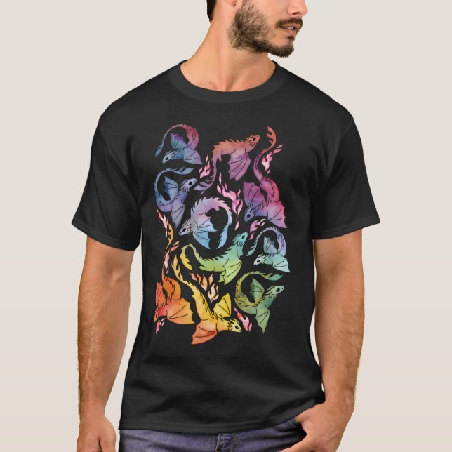 Dragon Fire Dark Rainbow T-Shirt (Vorderseite)