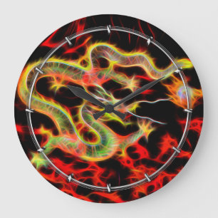 Dragon Fire decor on Lucky Energy Große Wanduhr