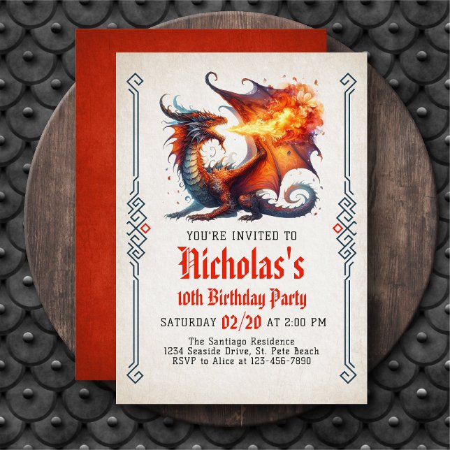 Dragon Fire Fantasy Birthday Einladung (Von Creator hochgeladen)