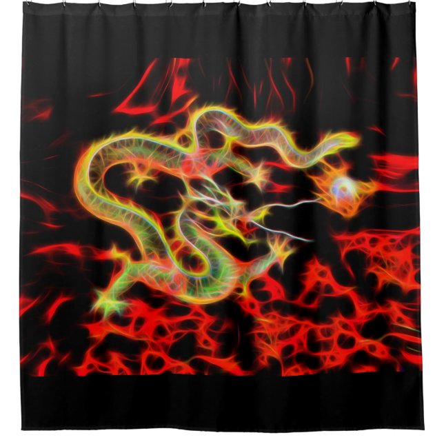 Dragon Fire on Lucky Energy Design Duschvorhang (Vorderseite)