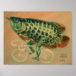 Dragon Fish on a Bicycle Poster