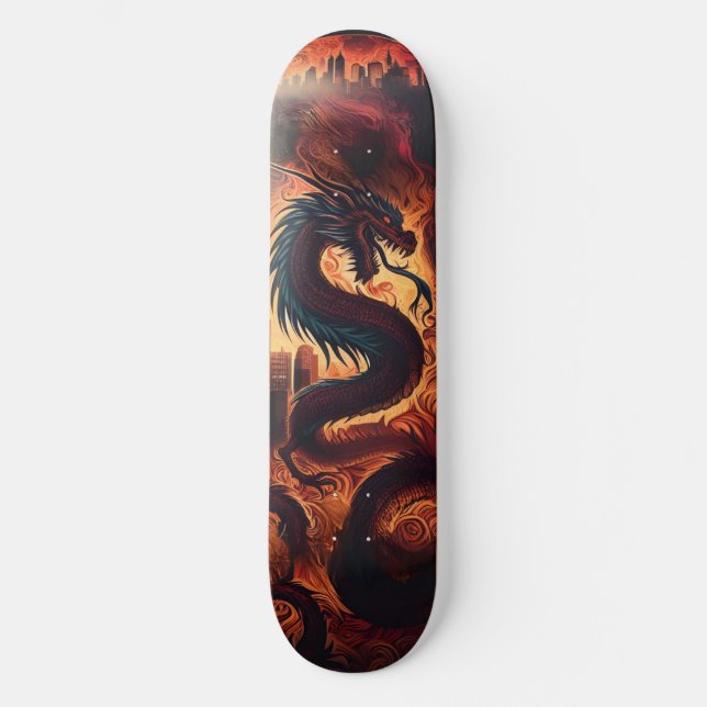 Dragon flame skate skateboard (Vorderseite)