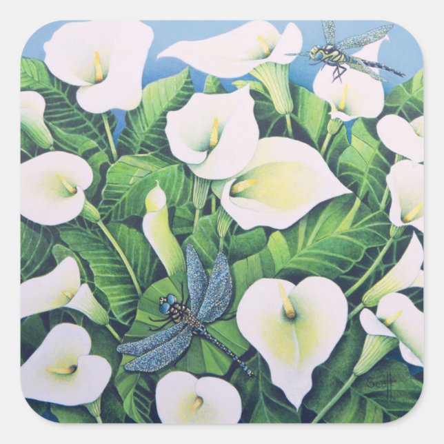 Dragon Flies Quadratischer Aufkleber (Vorderseite)
