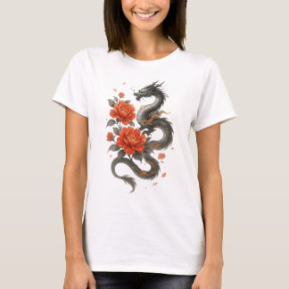 【Dragon Floral T-Shirt】 T-Shirt