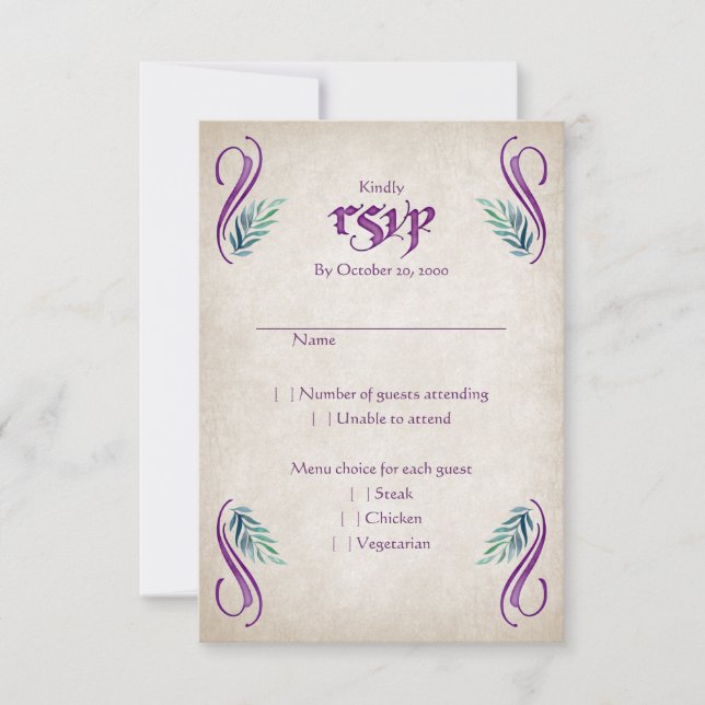 Dragon Floral Wedding RSVP Karte (Vorderseite)