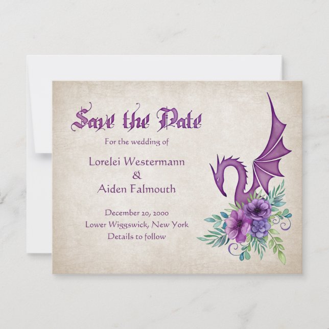 Dragon Floral Wedding Save The Date (Vorderseite)