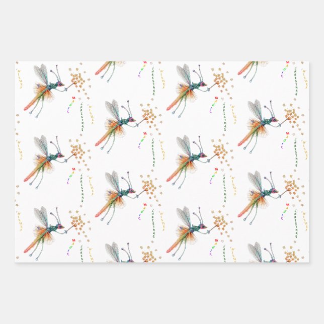 Dragon Fly Fairy Weihnachtsgeschenk Wrapping Paper Geschenkpapier Set (Vorderseite)