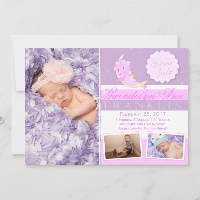 Dragon Foto Birth Ankündigung (Vorderseite)