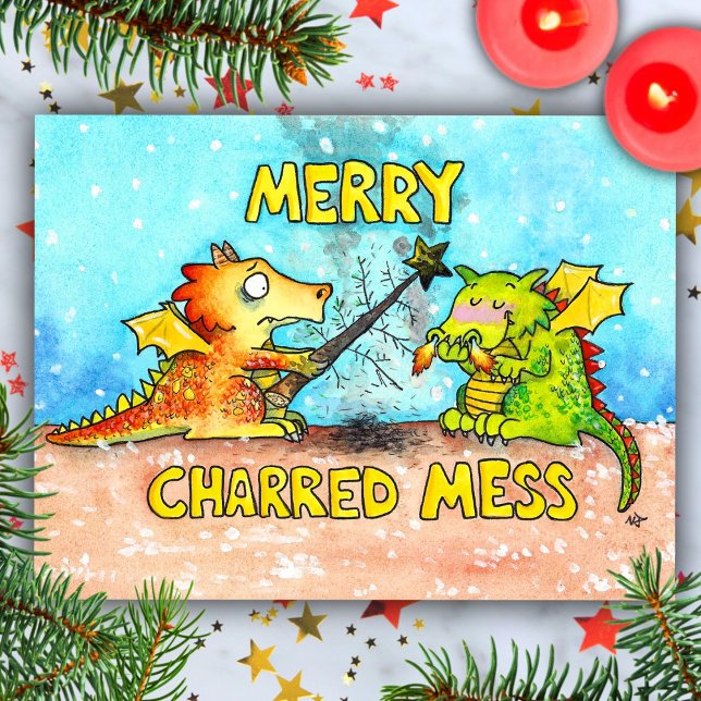 Dragon Frohe Weihnachts-Postkarte von Nicole Janes Postkarte (Von Creator hochgeladen)