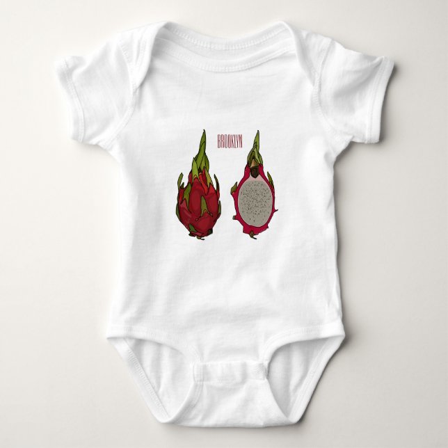 Dragon Frucht Cartoon Illustration Baby Strampler (Vorderseite)