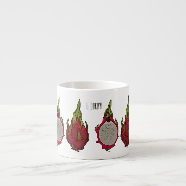 Dragon Frucht Cartoon Illustration Espressotasse (Vorderseite)