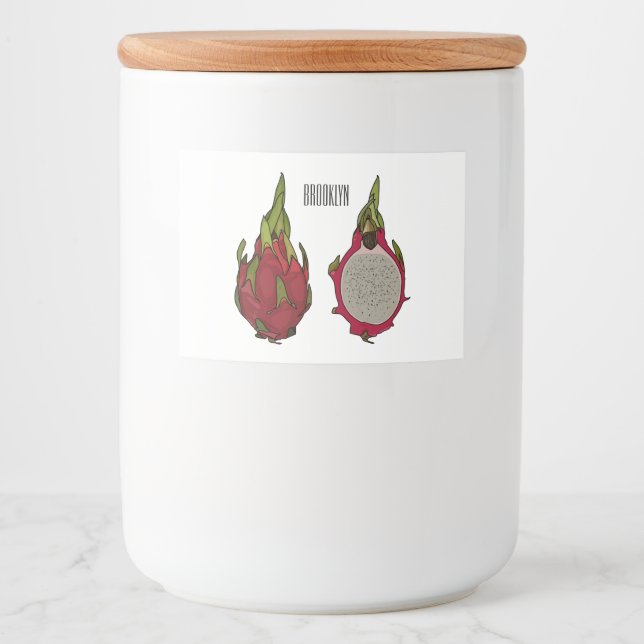 Dragon Frucht Cartoon Illustration Lebensmitteletikett (Vorderseite)