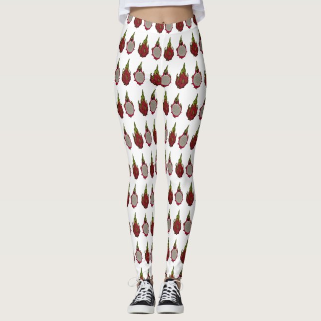 Dragon Frucht Cartoon Illustration Leggings (Vorderseite)