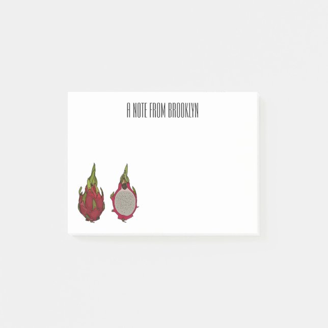 Dragon Frucht Cartoon Illustration Post-it Klebezettel (Vorderseite)