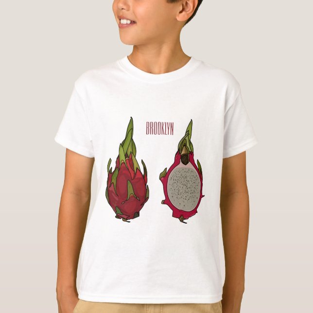 Dragon Frucht Cartoon Illustration T-Shirt (Vorderseite)