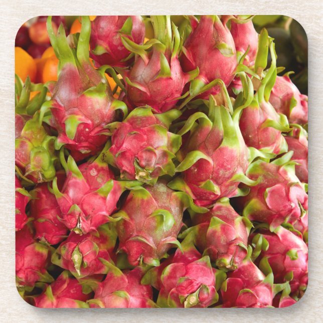 Dragon Fruit | Can Duoc Market Getränkeuntersetzer (Vorderseite)