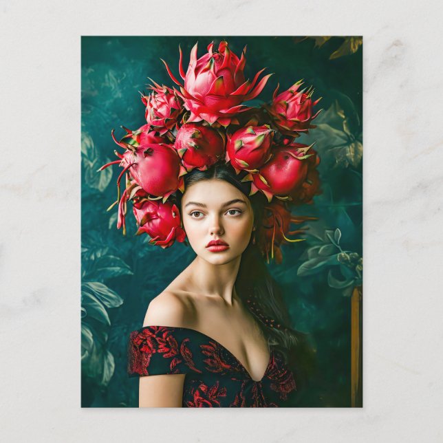 Dragon Fruit Fashion Concept Feiertagspostkarte (Vorderseite)