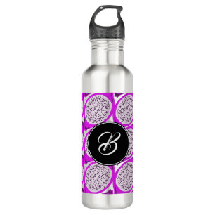 Dragon Fruit Lila Doodles Monogram Edelstahlflasche