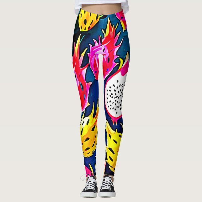 Dragon Fruit Pattern Art Leggings (Vorderseite)
