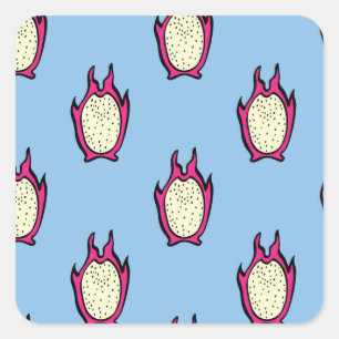 Dragon Fruit: Vintage Tinte Zeichnend. Quadratischer Aufkleber