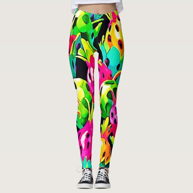 Dragon Fruit Vivid Muster Leggings (Vorderseite)