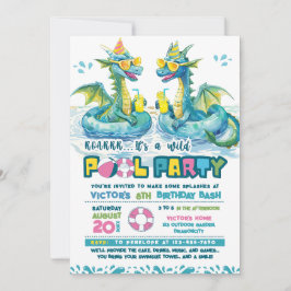 Dragon Fun Pool Party Geburtstag Einladung