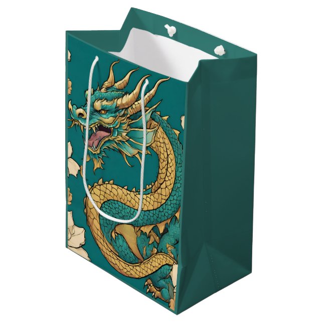 Dragon Gift Bag Mittlere Geschenktüte (Vorderseite Schrägansicht)