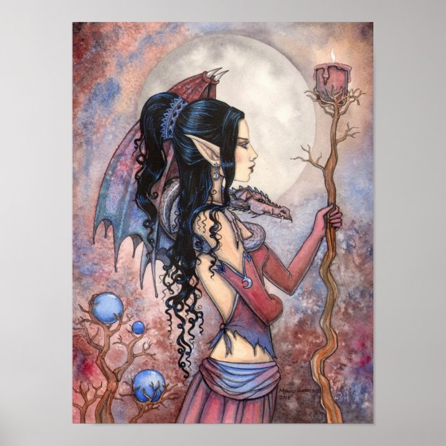 DRagon Girl Gothic Fantasy Art von Molly Harrison Poster (Vorne)