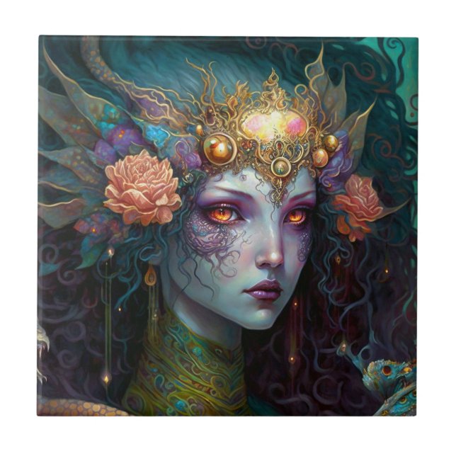 Dragon Goddess Queen Fantasy Art Fliese (Vorderseite)