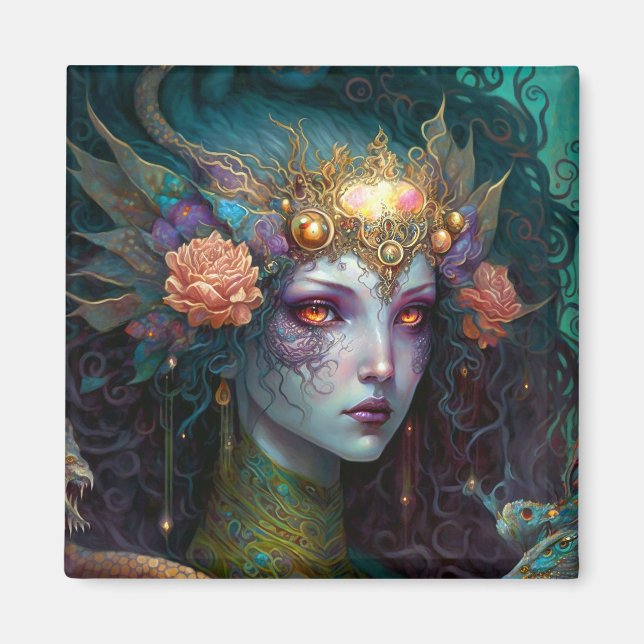 Dragon Goddess Queen Fantasy Art Magnet (Vorne)