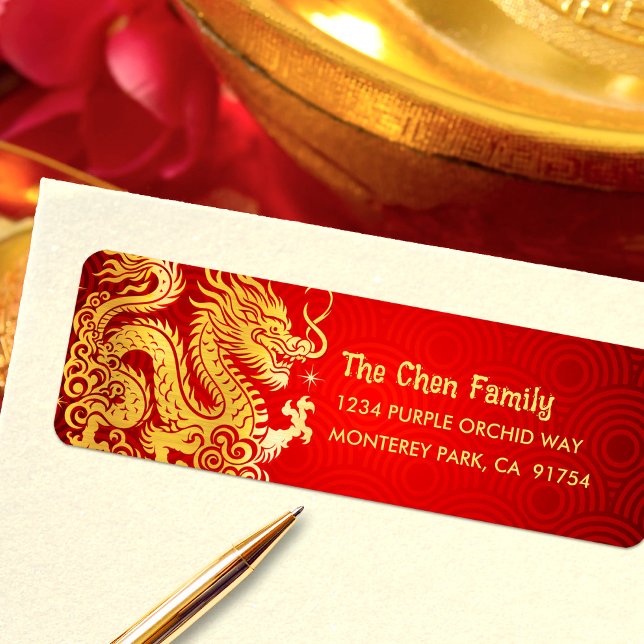 Dragon Gold Foil Chinesischer Montag Neujahr 2024  (LINK FOR 2025 YEAR OF THE SNAKE: https://www.zazzle.com/collections/119316095761799932)