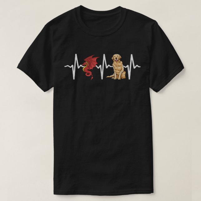Dragon Golden Retriever Heartbeat Dog Lover  T-Shirt (Design vorne)