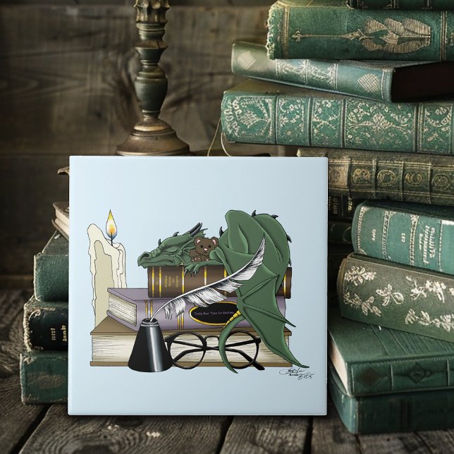 Dragon Green Sleeping Books Fliese (Von Creator hochgeladen)
