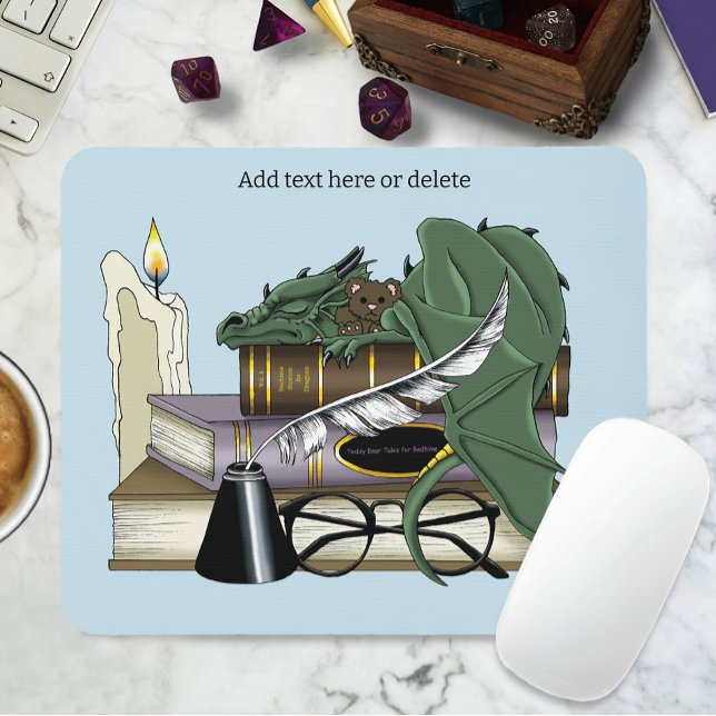 Dragon Green Sleeping Books Mousepad (Von Creator hochgeladen)