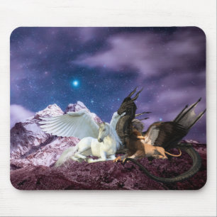 Dragon Griffin Pegasus Unicorn Fantasy Mousepad