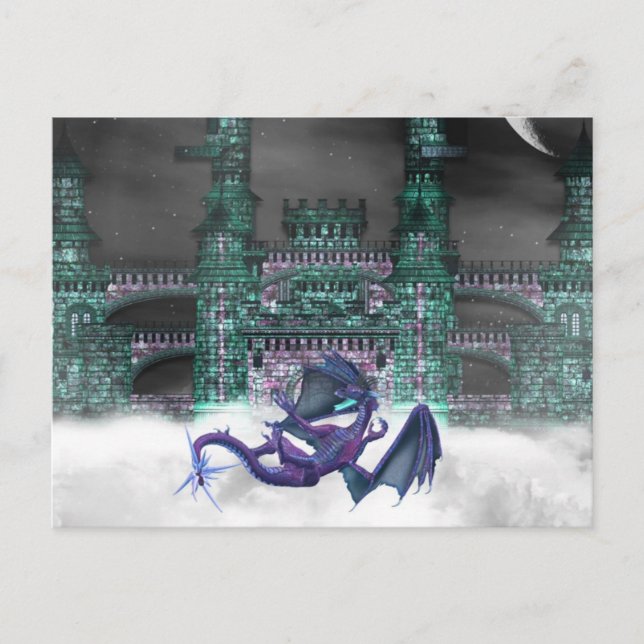 Dragon Guarding Castle Postcard Postkarte (Vorderseite)