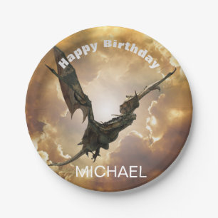 Dragon Happy Birthday Name Monogram Fantasy Pappteller