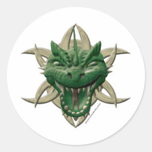 Dragon Head - Green Runder Aufkleber