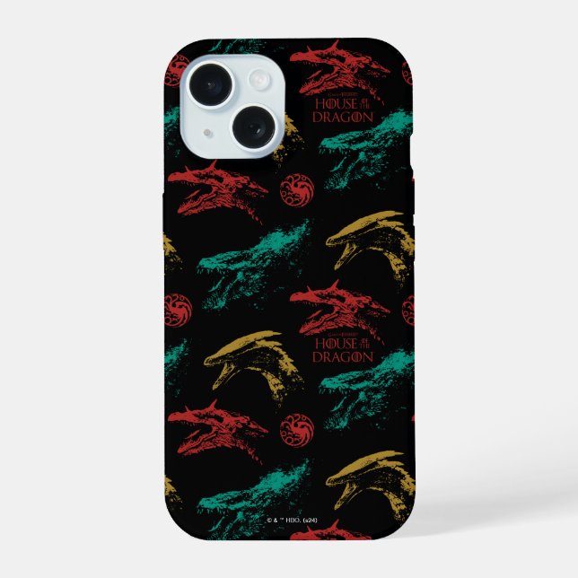 Dragon Head Pattern iPhone 15 Hülle (Rückseite)