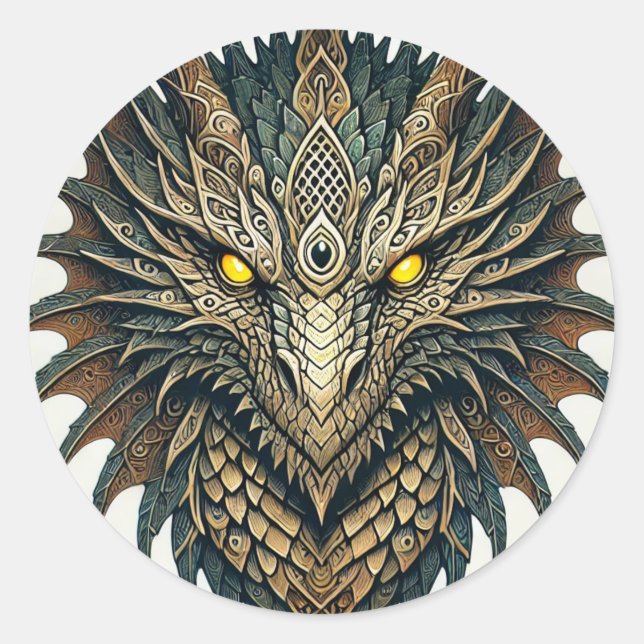 Dragon Head Runder Aufkleber (Vorderseite)