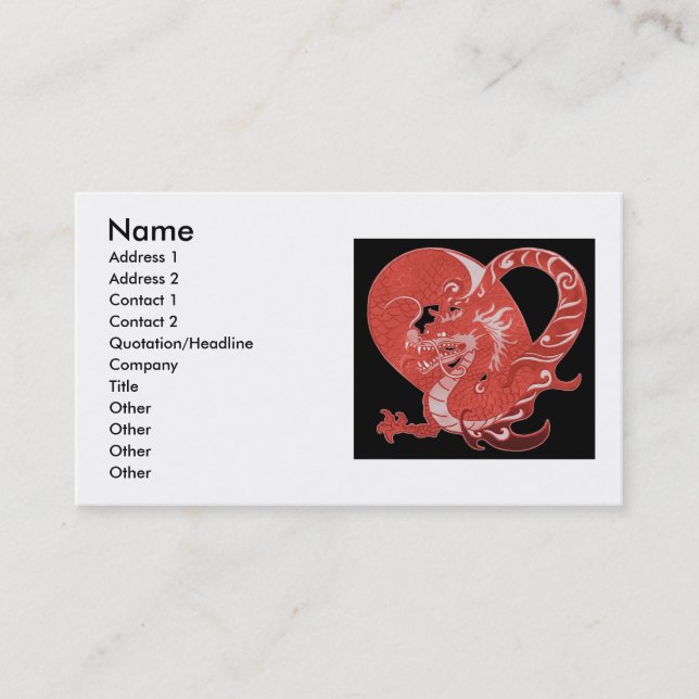 Dragon Heart Business Card Visitenkarte (Vorderseite)