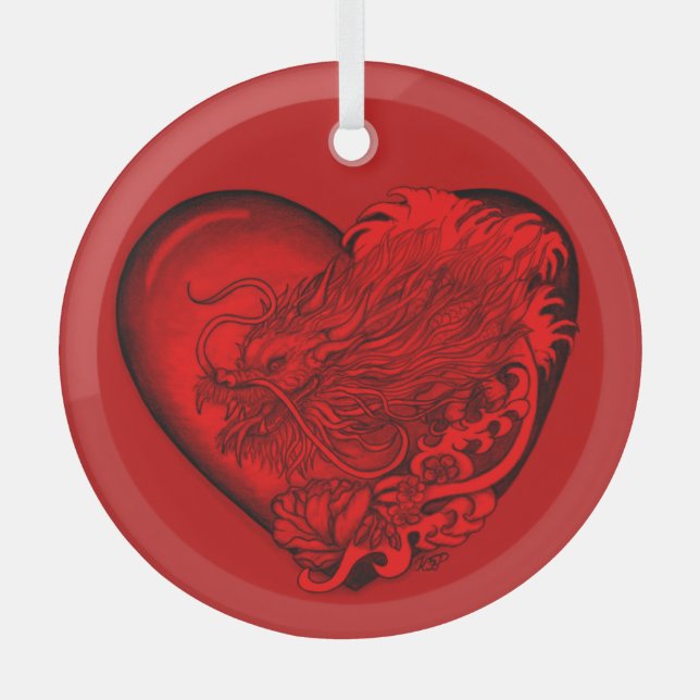 Dragon Heart Ornament Aus Glas (Vorderseite)