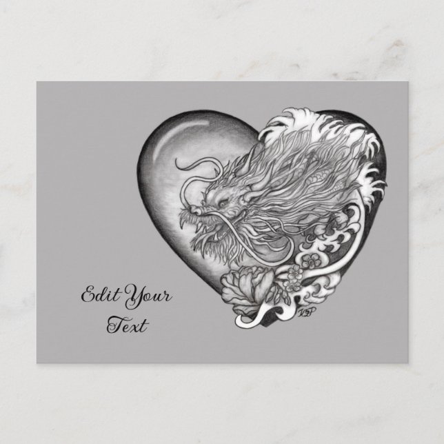 Dragon Heart Tattoo Art Postkarte (Vorderseite)