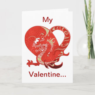 Dragon Heart Valentine White Background Feiertagskarte