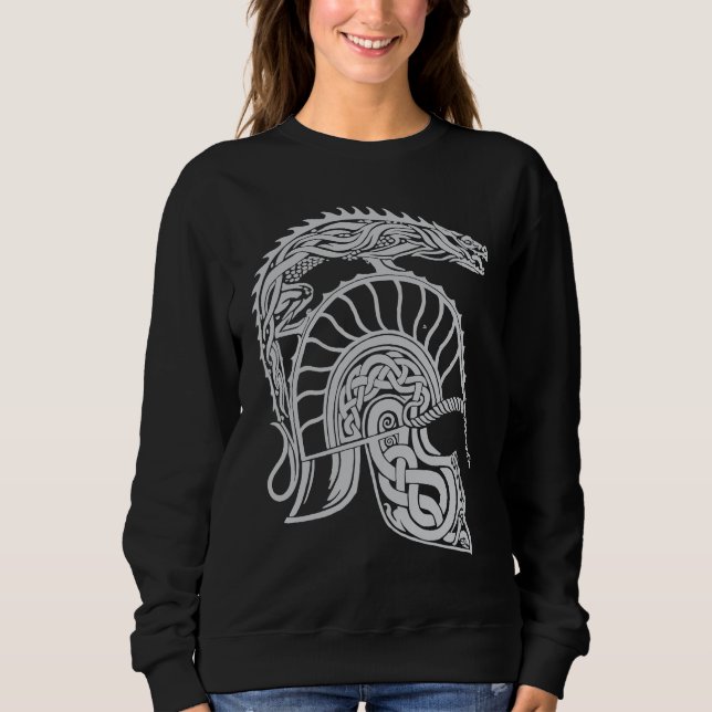 Dragon Helm High Fantasy Norse Celtic Viking Greek Sweatshirt (Vorderseite)