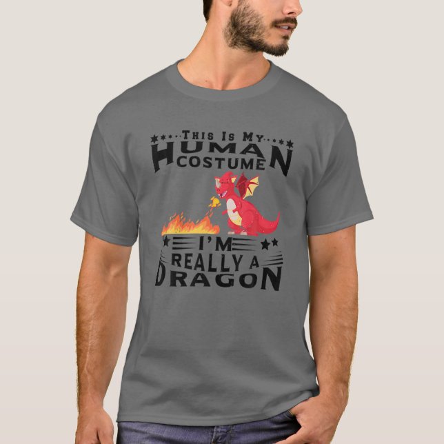 Dragon Human Costume Feuer atmen Magische Flügel T-Shirt (Vorderseite)