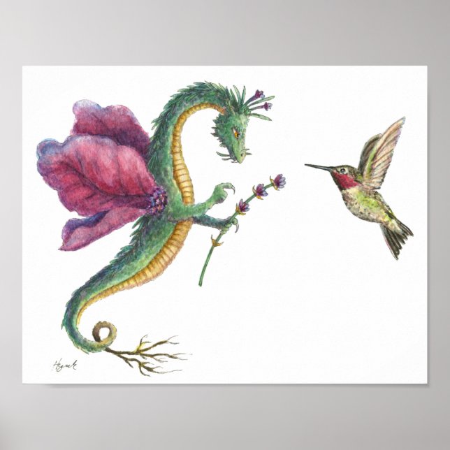 Dragon & Hummingbird Print Poster (Vorne)