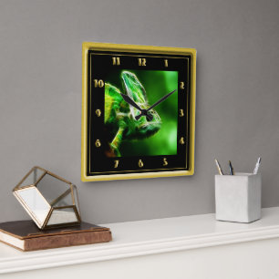 Dragon Iguana name Woody Quadratische Wanduhr