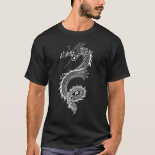 Dragon Illustration mit Dragon Kanji 竜 White T-Shirt