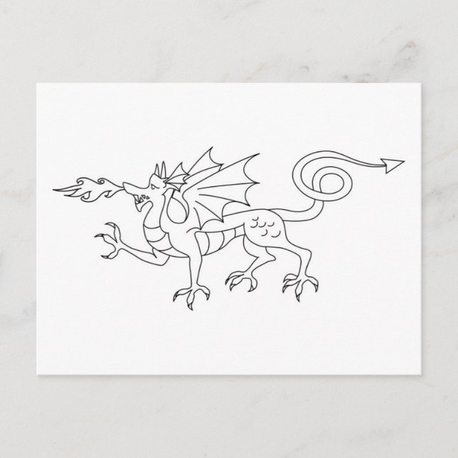 Dragon Illustration zum Feueratmen Postkarte (Vorderseite)